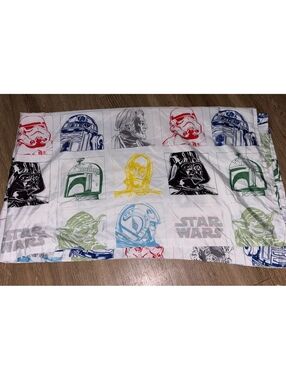Star Wars Full Flat Sheet Darth Vader Yoda R2-D2 Boba Fett Jay Franco EUC b183